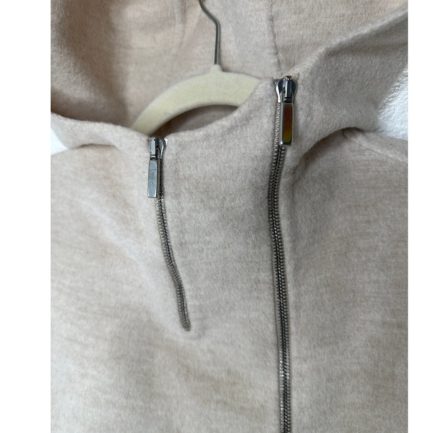 S Max Mara Tan Long Sleeve Front Zip Hooded Wool Angora Shacket 8