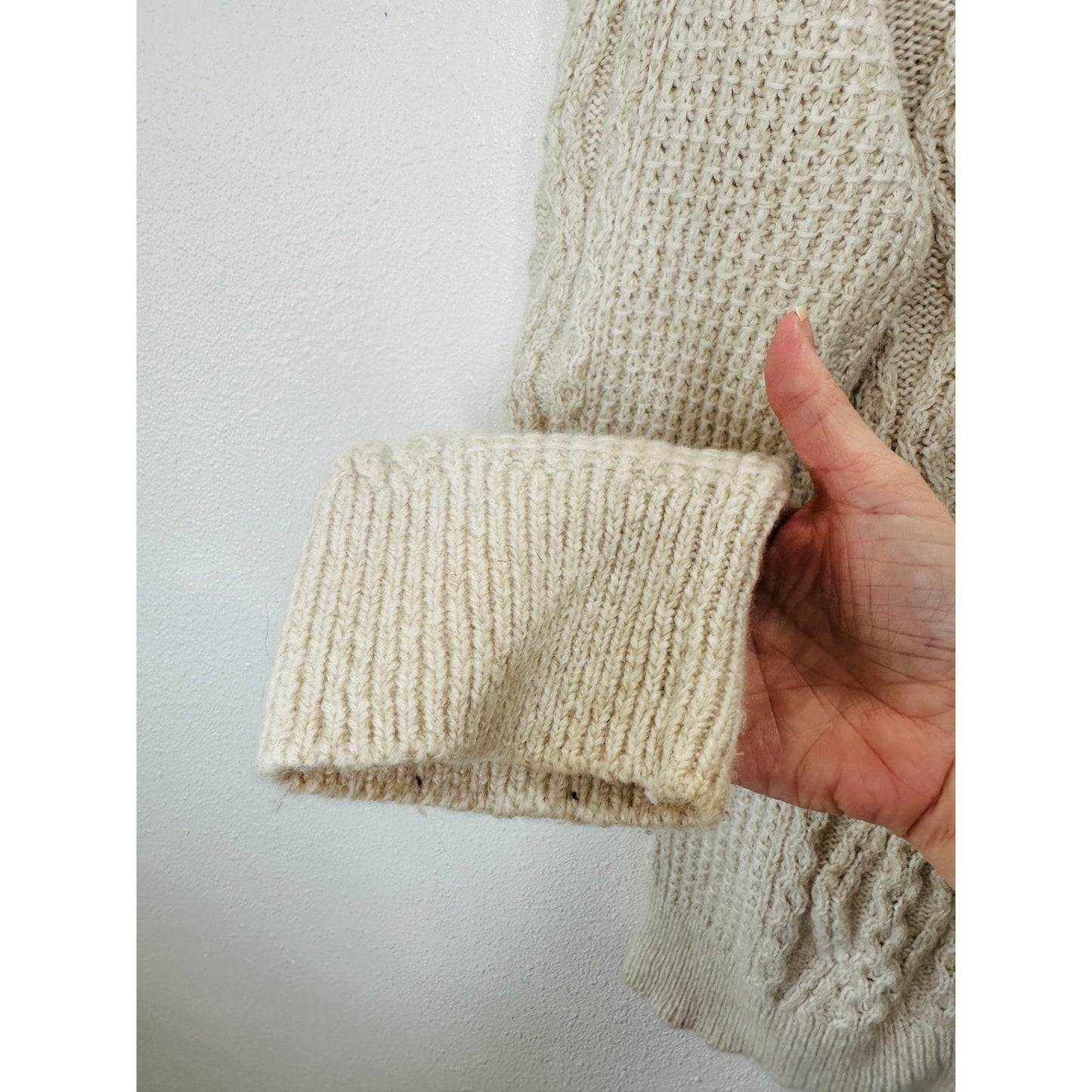 Vince Cream Chunky Knit Long Sleeve Mock Neck Sweater L