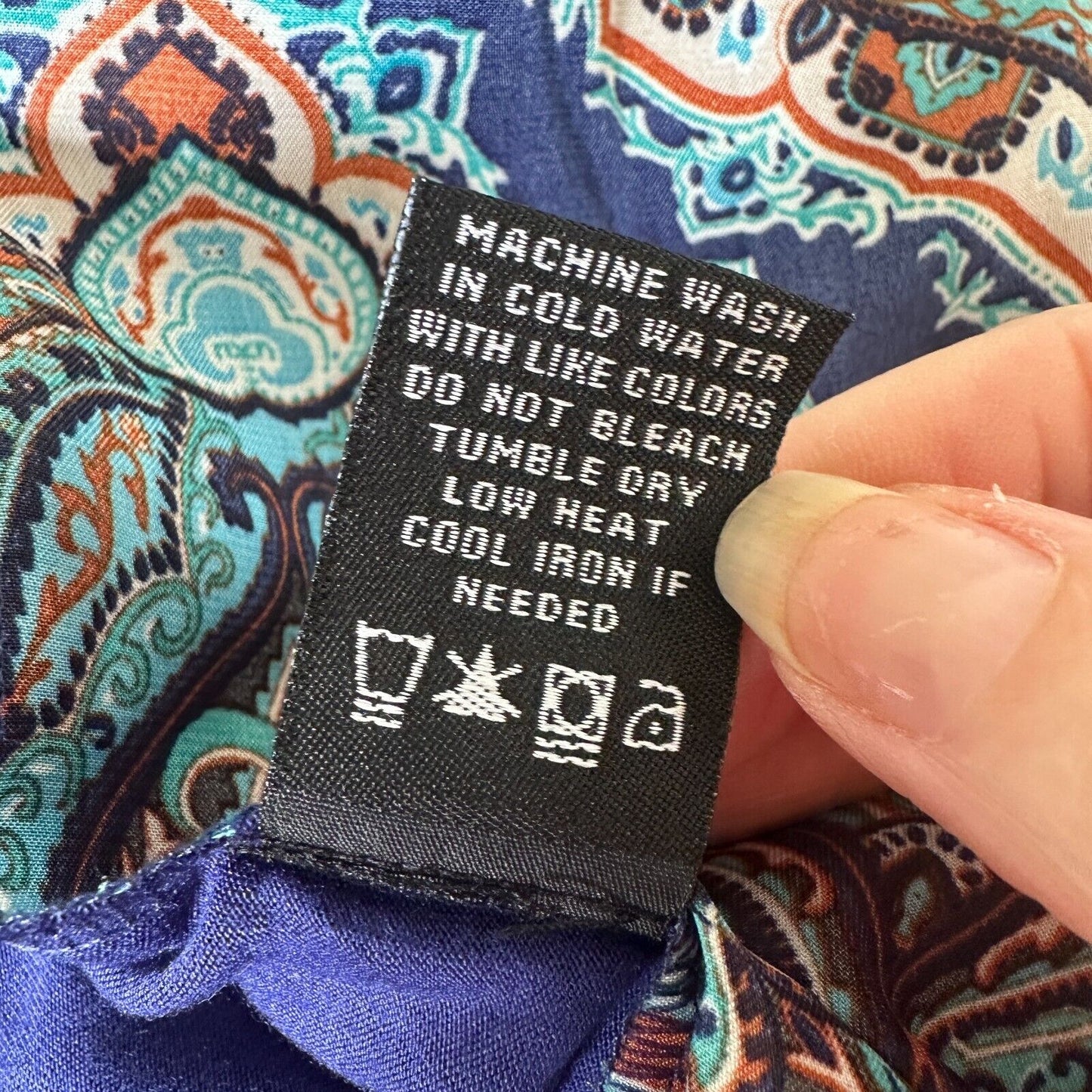 Vertigo Satin High Low Paisley Royal Blue Orange Long Sleeve Drape Cardigan S