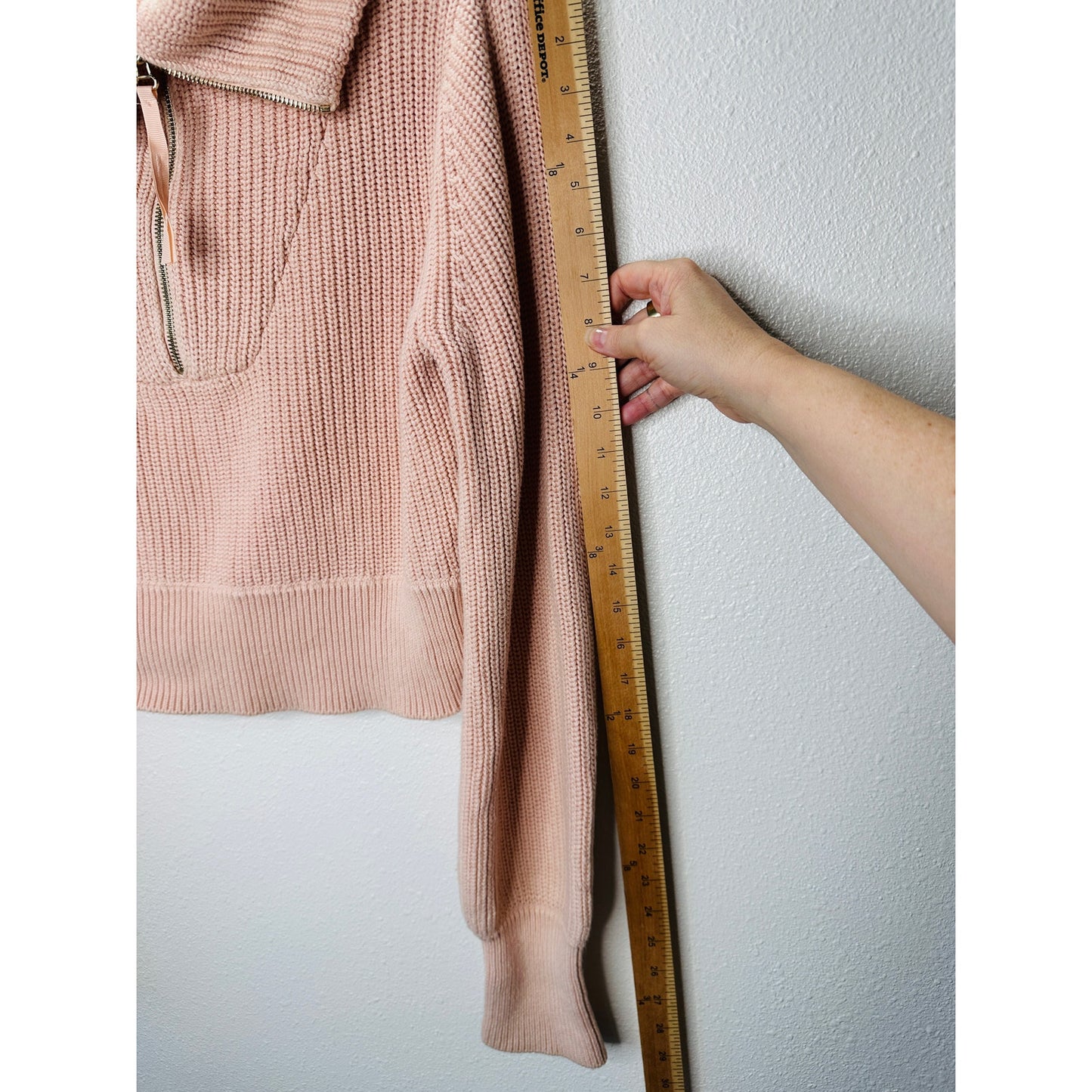 Varley Pink Mentone Half Zip Wide Collar Shaker Sweater XS