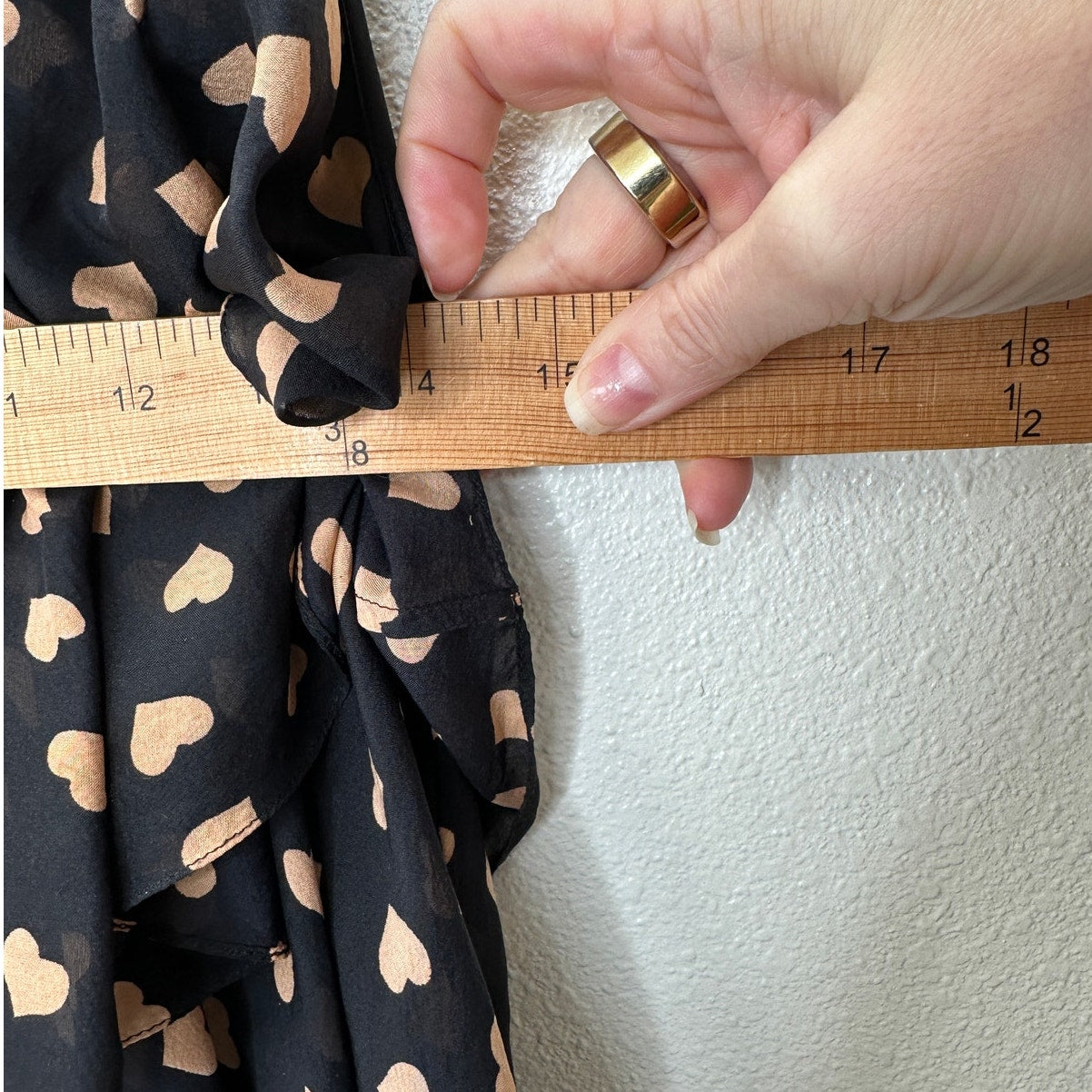 Carina Duek Black Peach Polka Dot Heart Vneck Tiered Ruffle Mini 40 / S