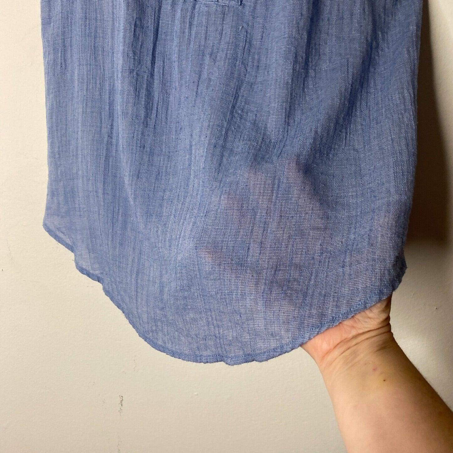 Allison Joy Blue Front Lace-Up Curved Hem Sleeveless Flowy Tank Top Blouse XS