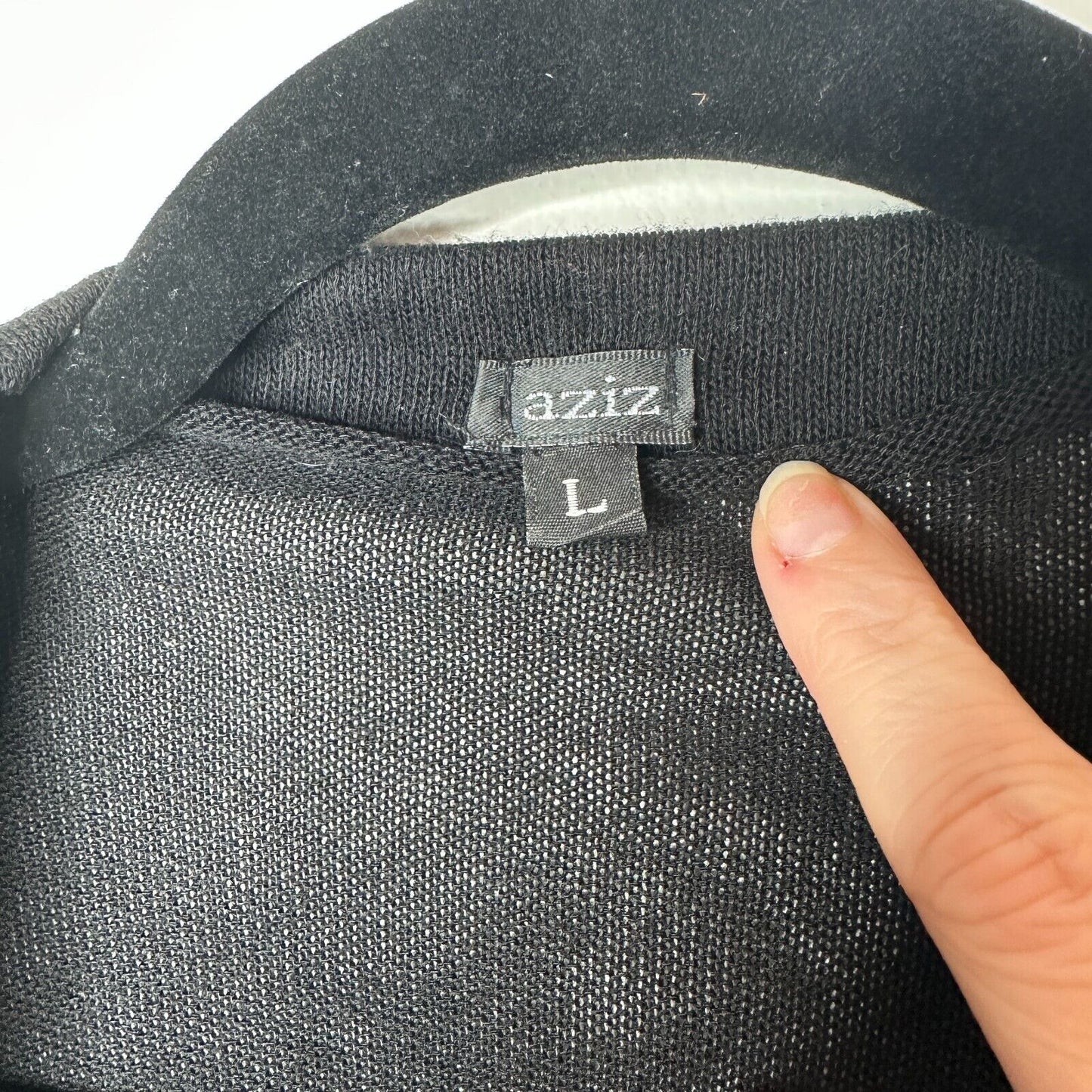 Aziz Jet Black Slinky Faux Wrap Deep VNeck Long Sleeve Sweater Jumper Top L