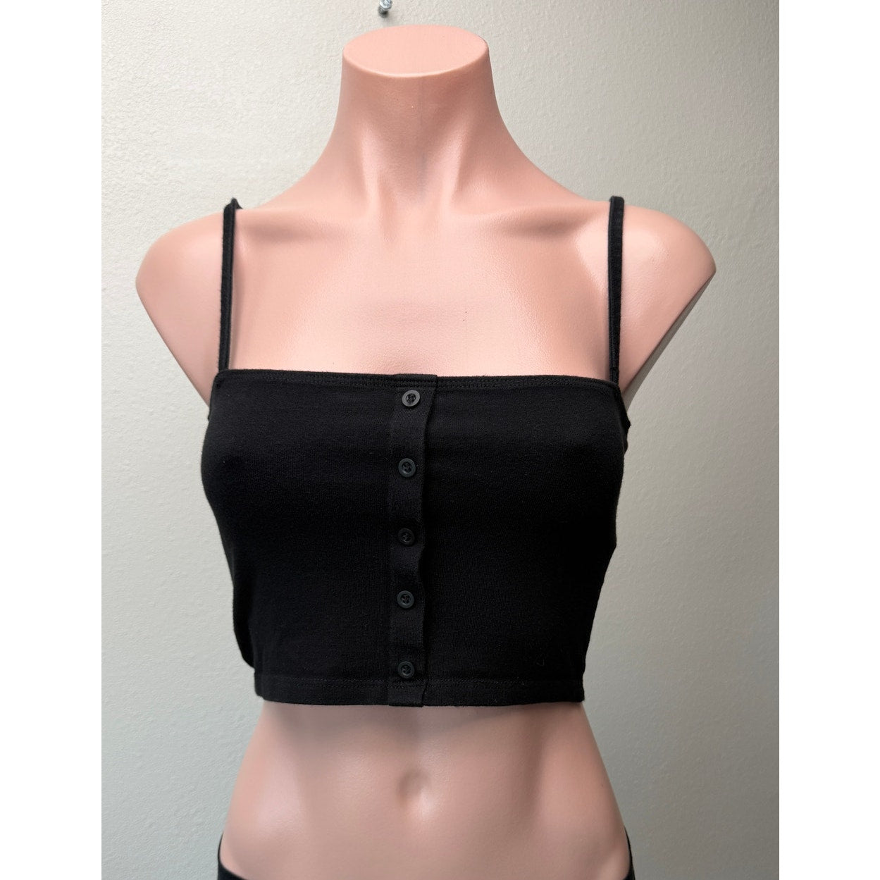 Brandy Melville Black Button Crop Tank Womens XS
