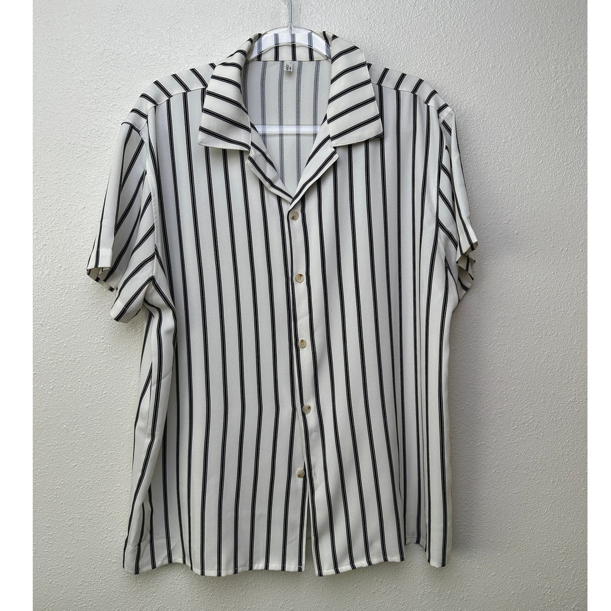 Coofandy Cuban Collar Striped Short Sleeve Shirt Men’s L