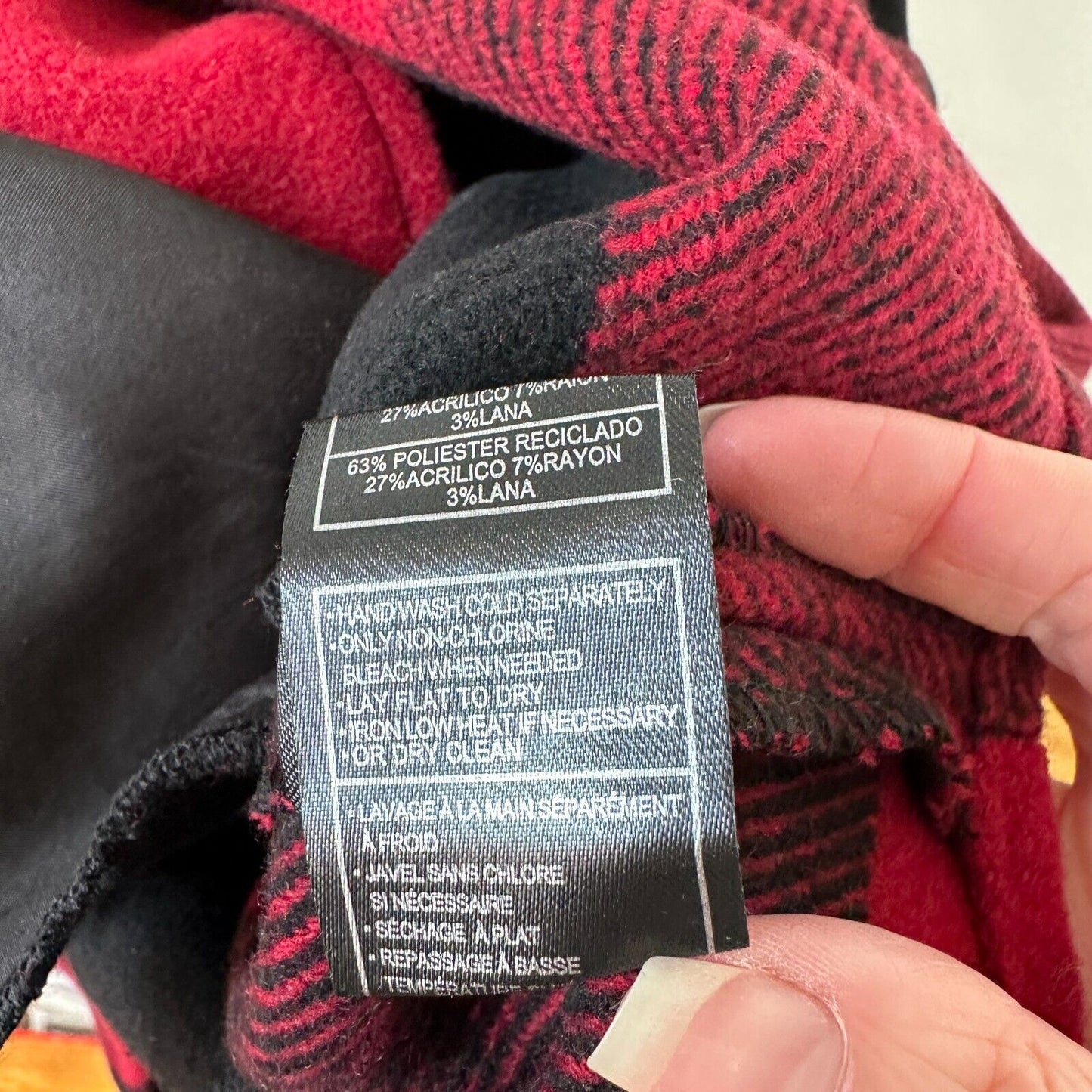 BB Dakota Red Black Buffalo Plaid Snap Front Long Sleeve Shirttail Hem Jacket S