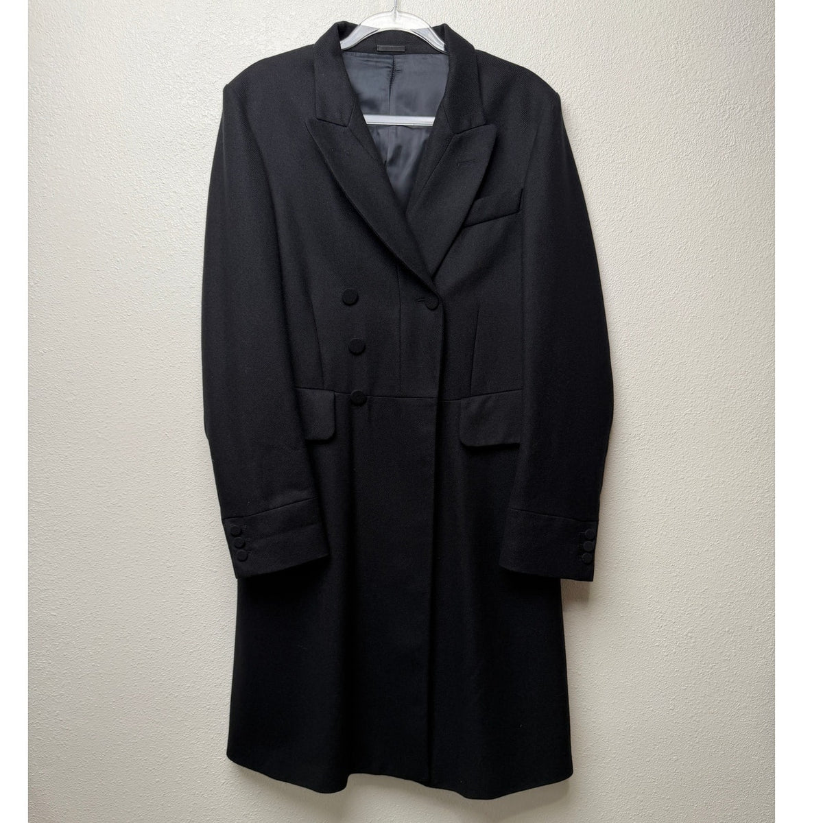 Alexander McQueen Black Cashmere Silk Double Breasted Frock Coat Men's US 36