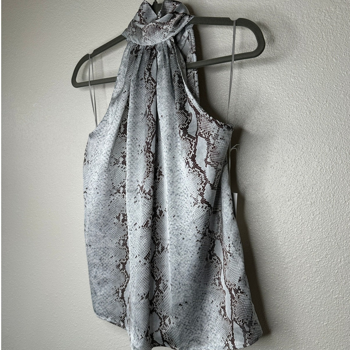 NWT Bishop + Young The Rain Python Tie Neck Sleeveless Blouse S