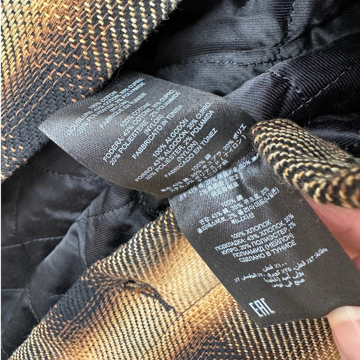 Dries Van Noten Butter Yellow Brown & Black Plaid Flannel Overshirt L