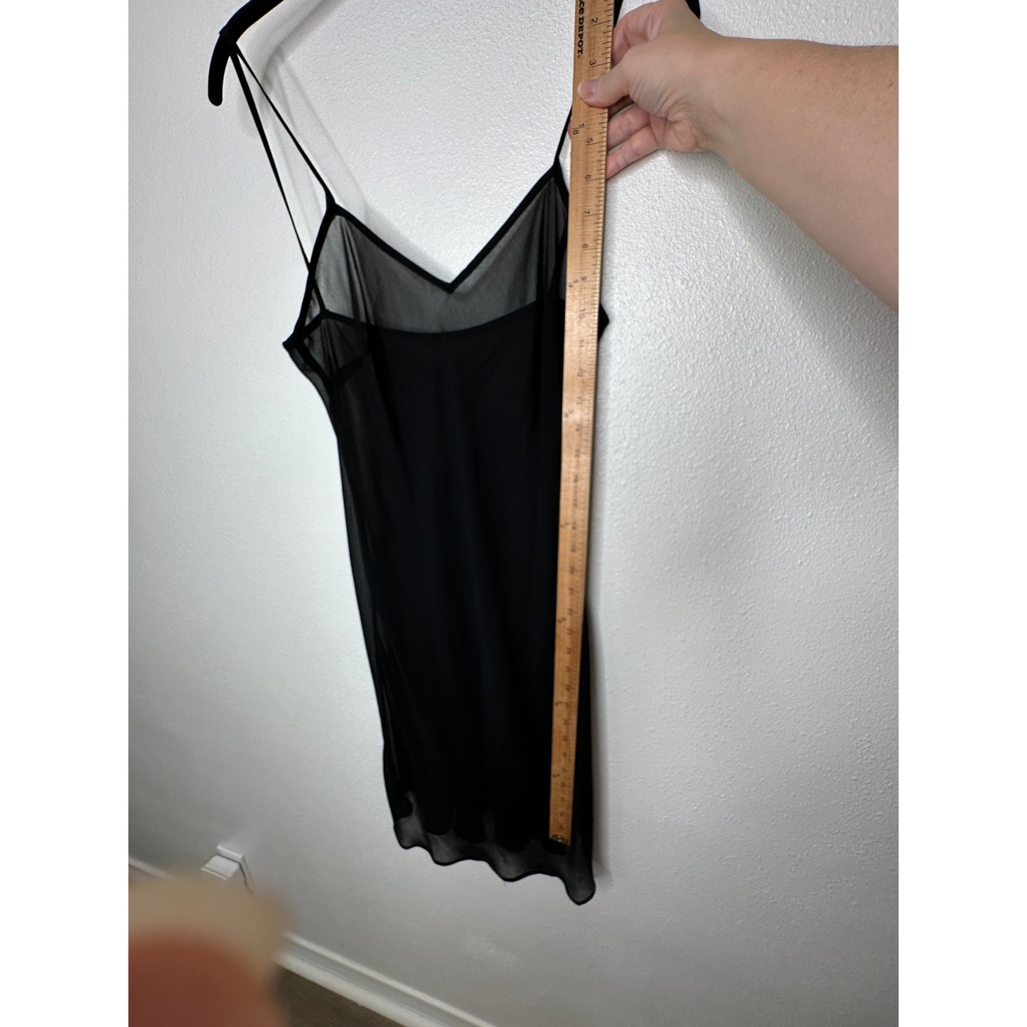 Zara Black Sheer V-Neck Spaghetti Strap Slip Mini Dress S