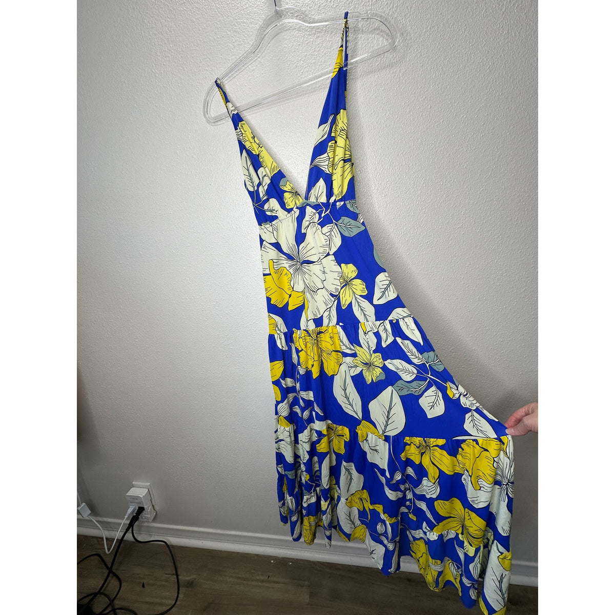 Maaji Bright Yellow White Royal Blue SandCastle Sleeveless Maxi Dress S