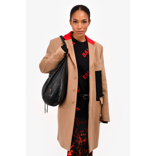 Givenchy Camel Tan Wool & Cashmere Blend Color Block Overcoat 48 / XXL