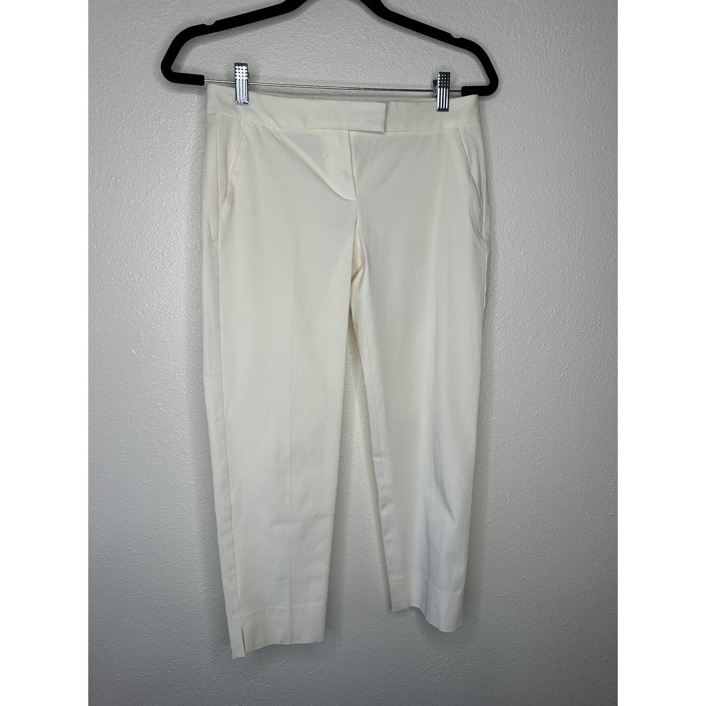 Theory Ivory Ibbey Crepe Crop Slash Pockets Skinny Trouser Pants 2