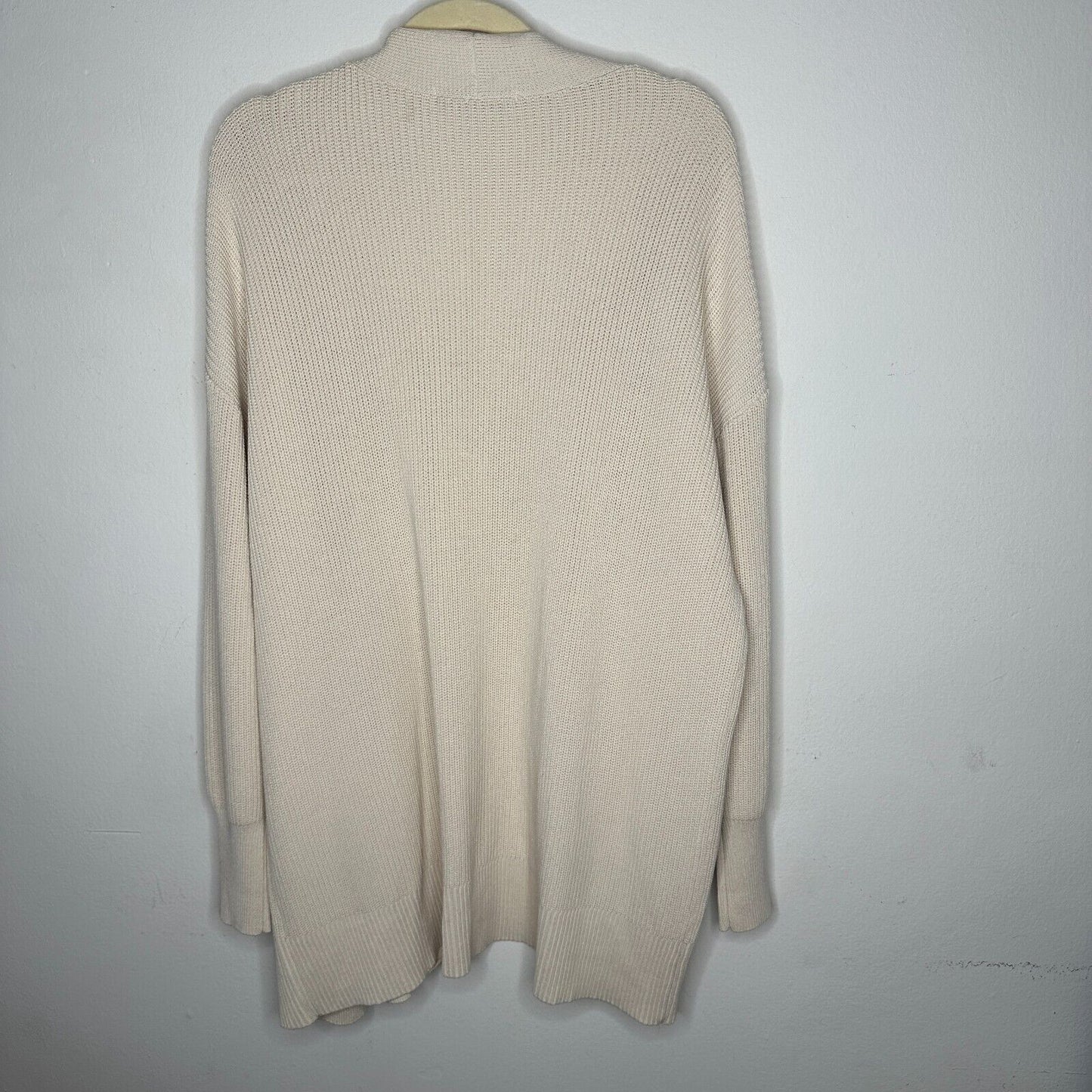 Zara Cream Heavy Ribbed Knit Longline Open Face Cardigan Sweater Ribbed Medium