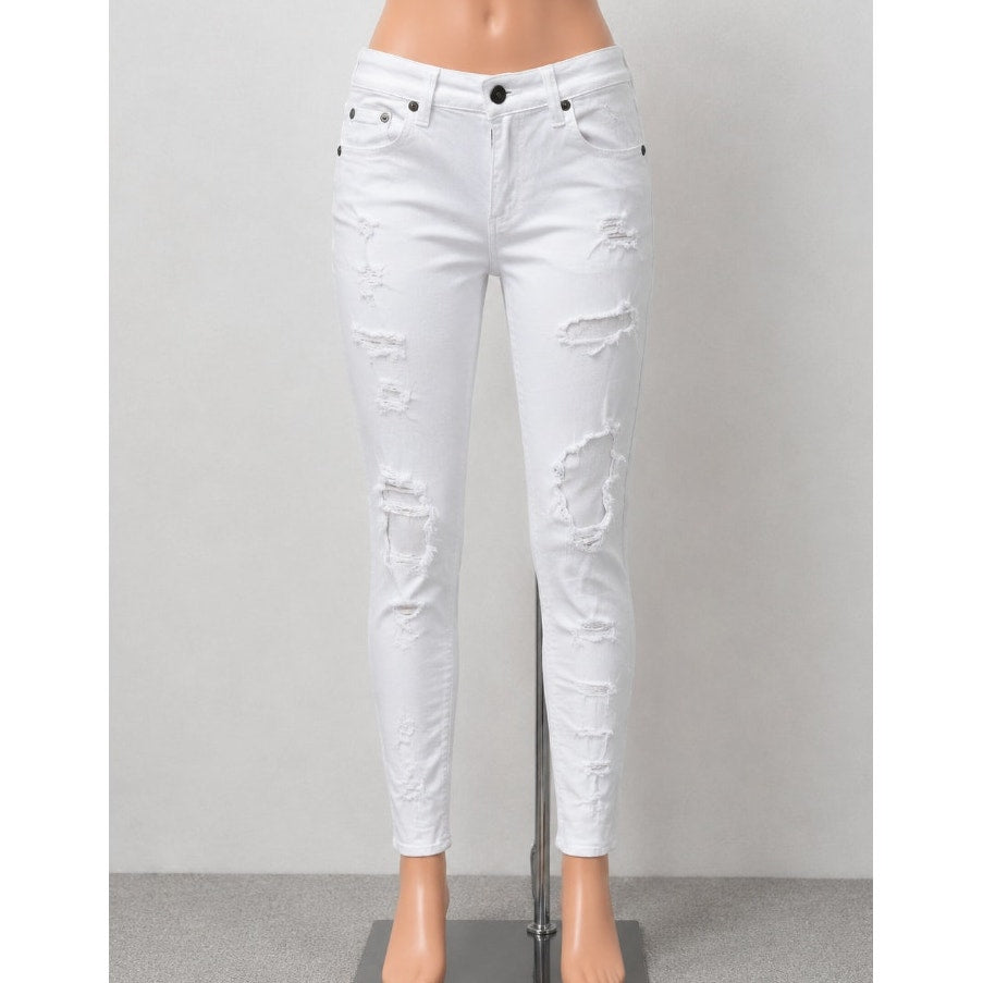 rag & bone White Brigade DRE Distressed Skinny Jean 5 Pocket Stretch Denim 28