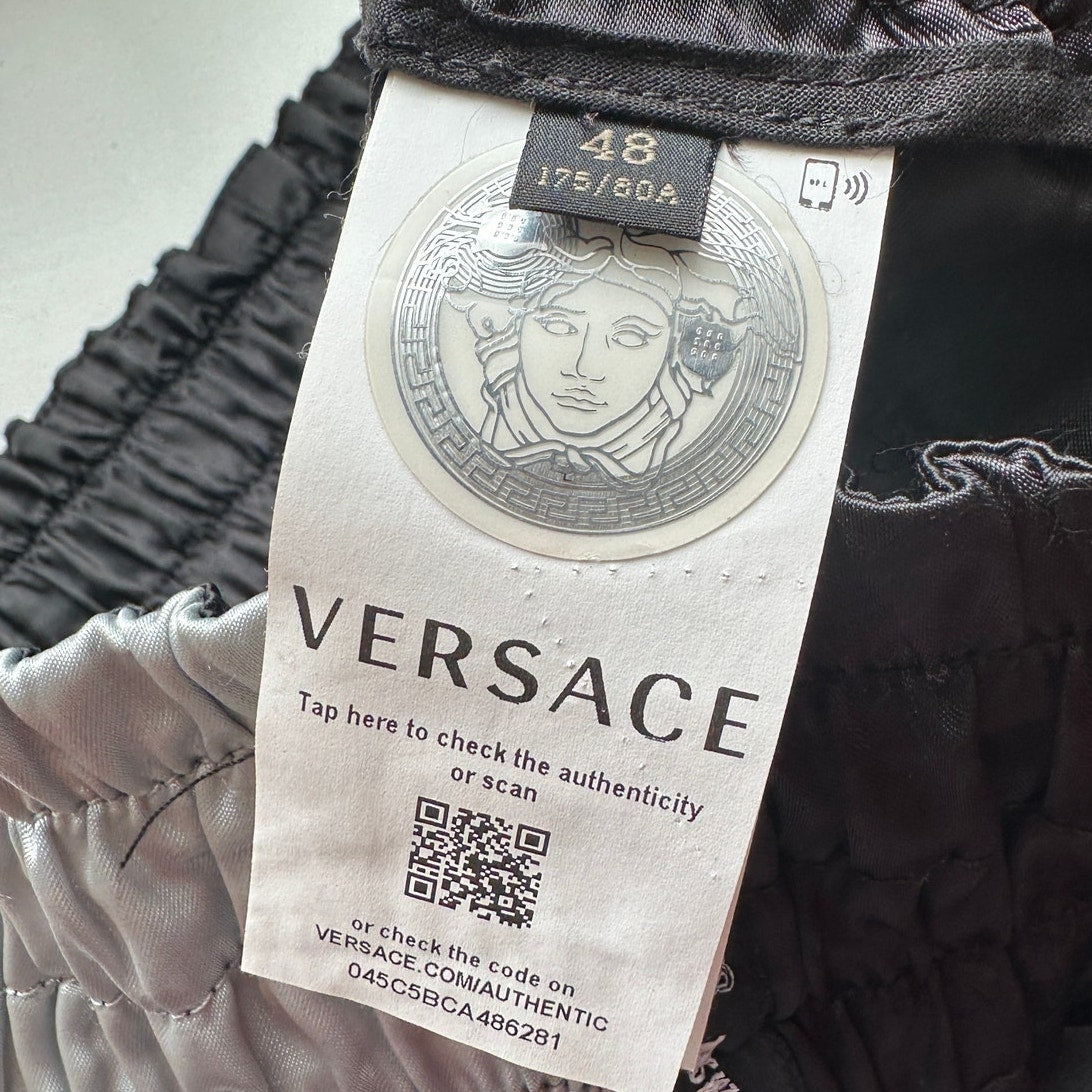 Versace Muay Thai Boxing Shorts Black & Silver Sequin 48 / M