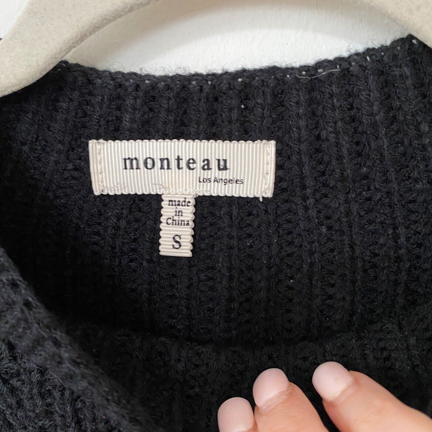 Monteau Black Sleeveless Ribbed Sweater Mini Dress Side Grommet Tie-Lace Up S