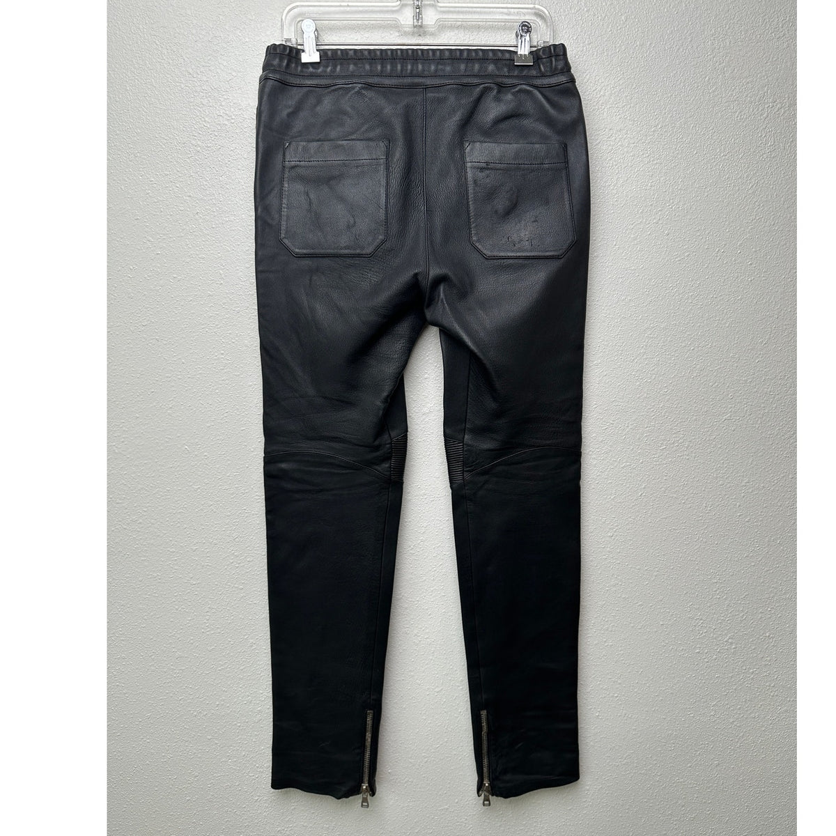 Balmain Lambskin Moto Pants Black Men’s US L Drawstring