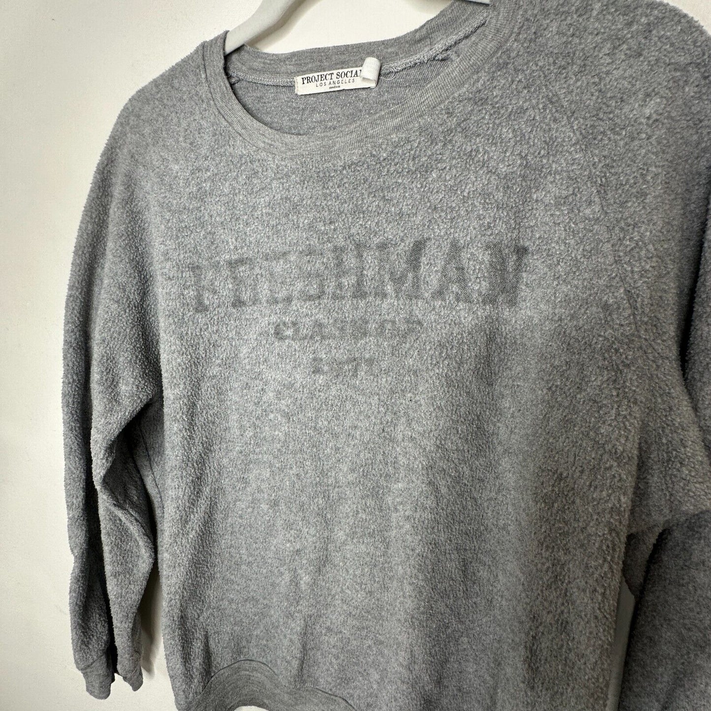 Project Social T Freshman Class of '71 Soft Gray Long Sleeve Sweater Jumper Med