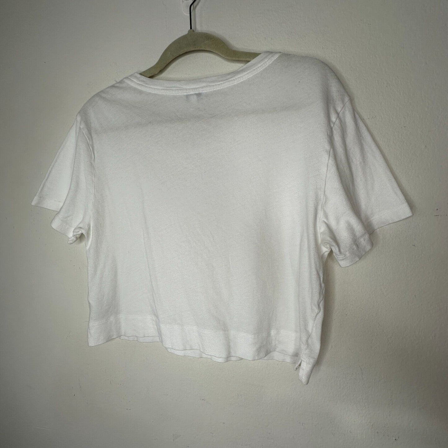 Splendid White 100% Cotton Short Sleeve Round Neck Boxy Wide Hem Crop Tee Medium