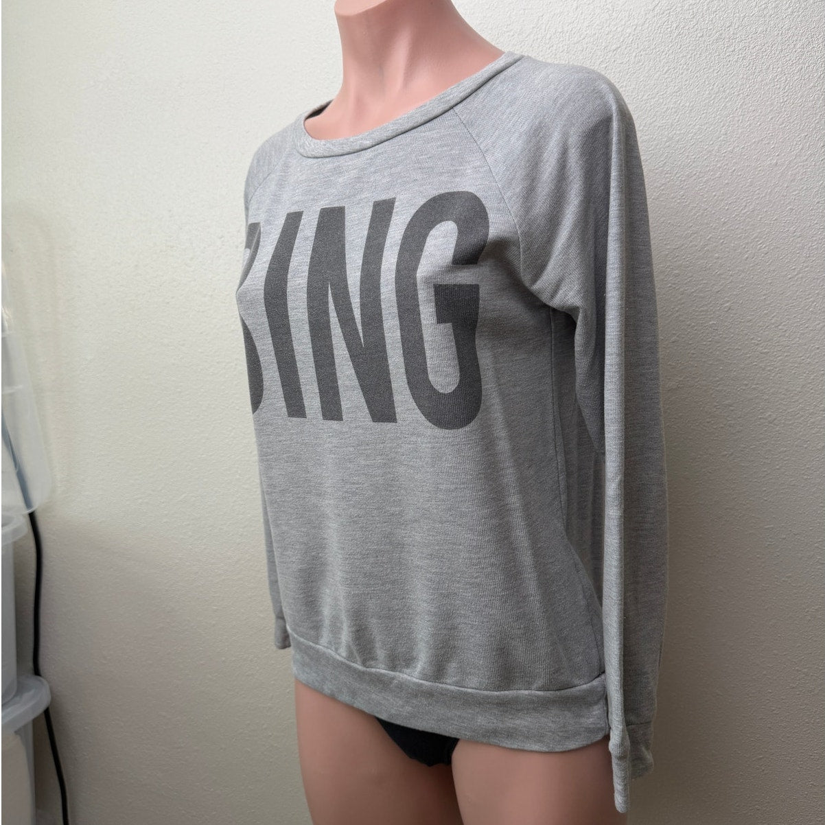 Anine Bing Light Gray BING Graphic Crewneck Sweatshirt Long Sleeve Size S