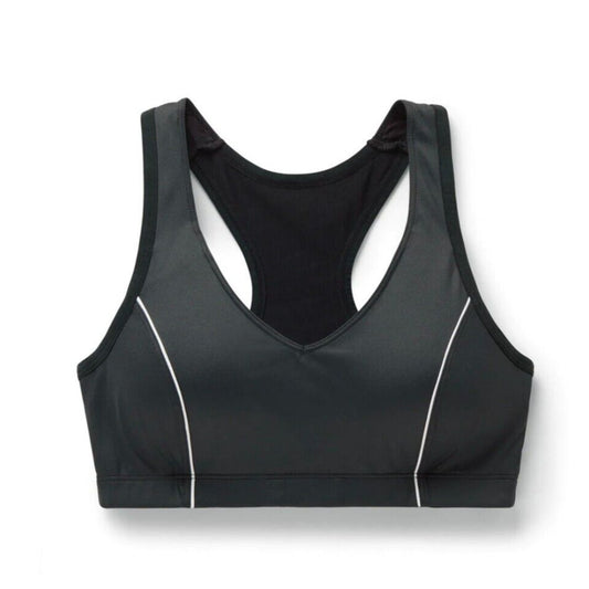 Brooks Moving Comfort Black and White Stripe Racer Back Lined Sports Bra L