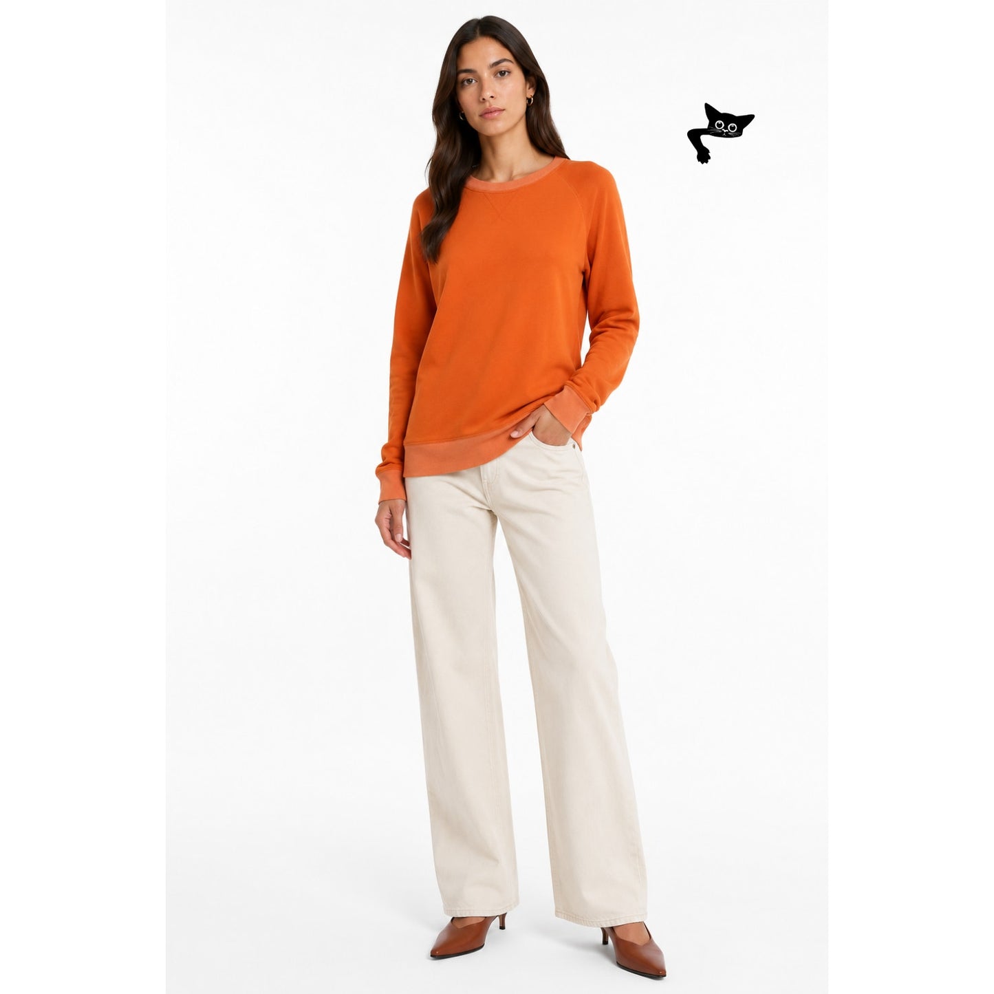 FRAME Burnt Orange Crewneck Sweatshirt Slim Raglan Pullover Women's M