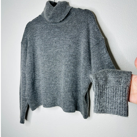 Zara Heather Gray Turtleneck Drop Shoulder Long Sleeve Sweater Jumper M