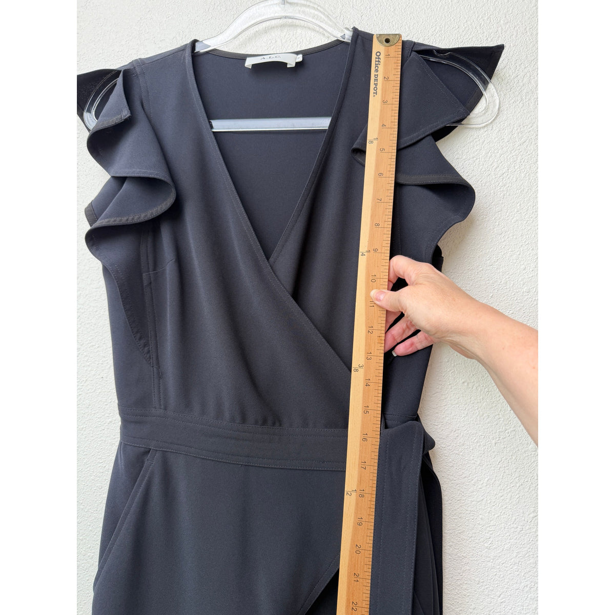 A.L.C. Wilder Black Wrap Flare Jumpsuit Womens 0