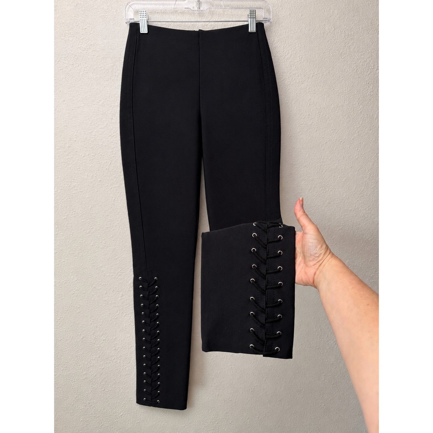 NWT Derek Lam 10 Crosby Black Lace Up Side Trouser Pants