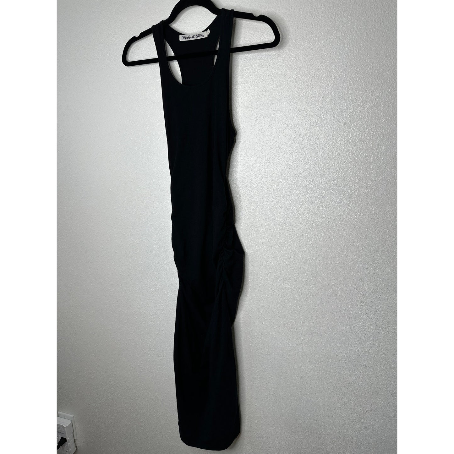 Michael Stars Black Midi Maxi Racerback Ruched Side Tank Dress Small
