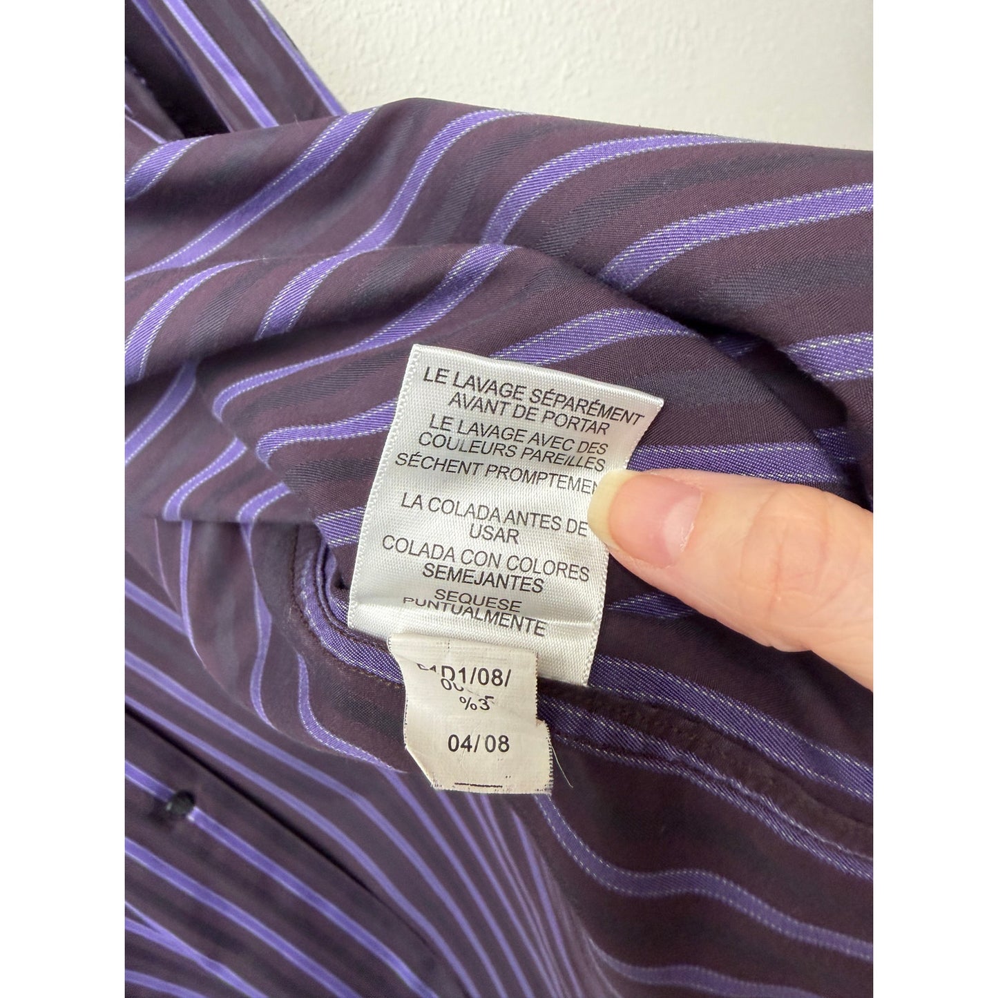 Ben Sherman Soho Purple Black Stripe Shirt Mens 16.5 32/33