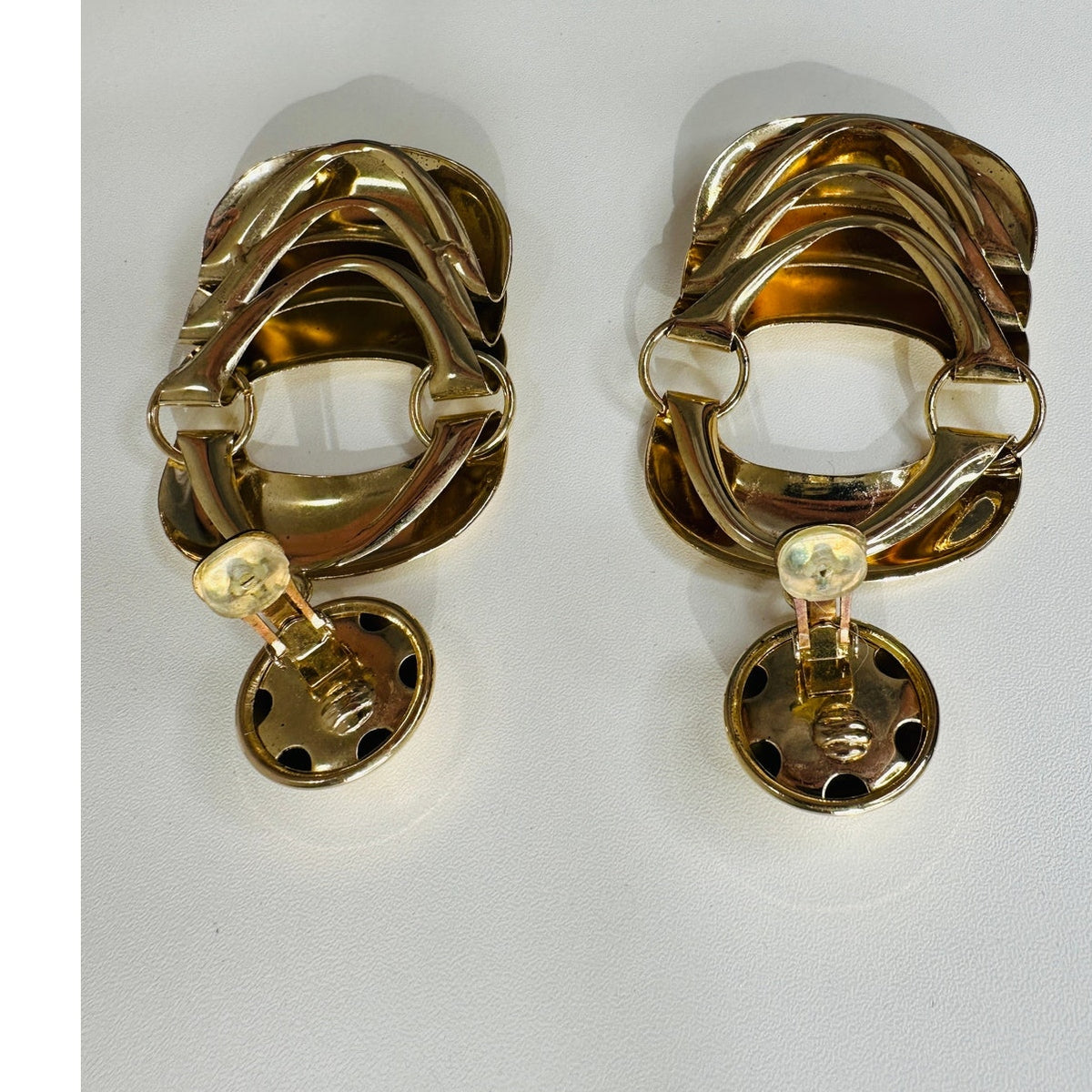 Vintage 80's Gold Chunky Dangle Clip-On Earrings