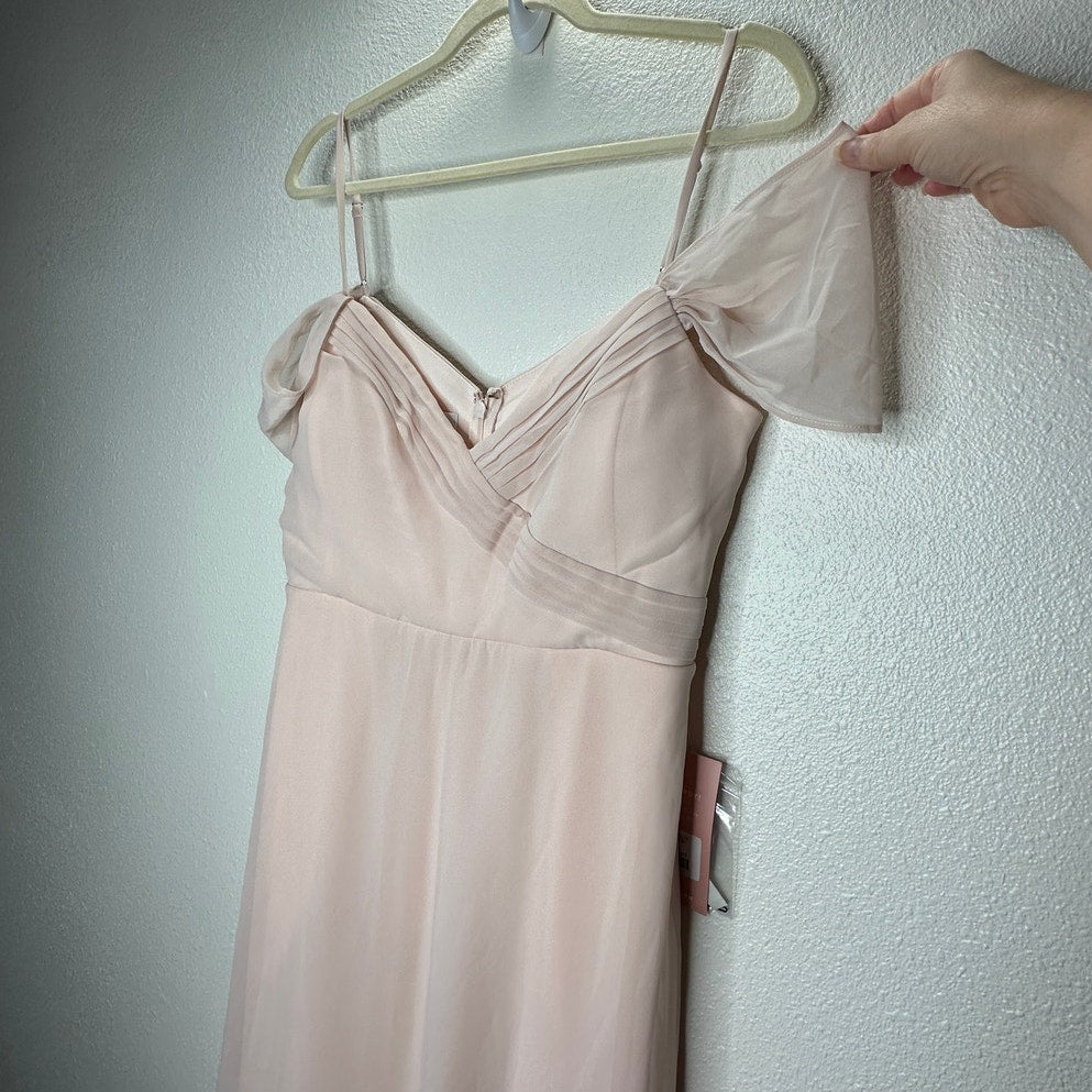 NWT Birdy Grey Pale Blush Spence Chiffon Convertible Maxi Dress M