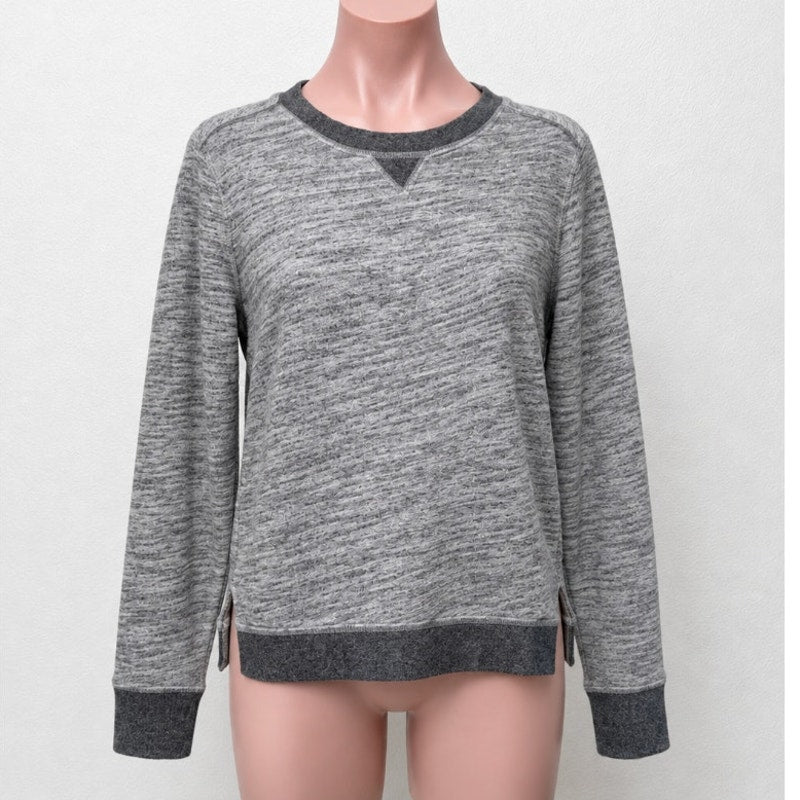 Rag & Bone Heather Gray Georgia Boxy Jumper Sweatshirt Dark Gray Trim S