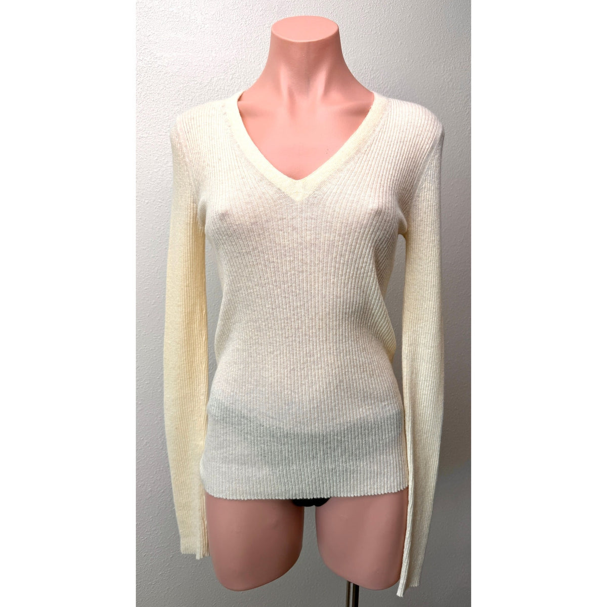 Rag & Bone Ribbed V Neck Sweater Women US S Cream