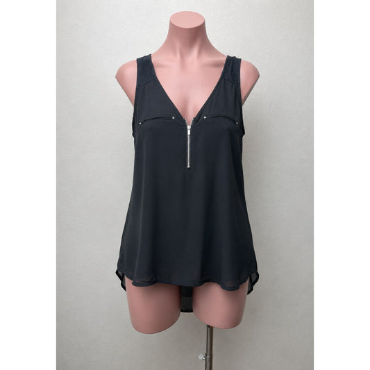Best Mountain Black Zip V-Neck Sleeveless Tank Top S
