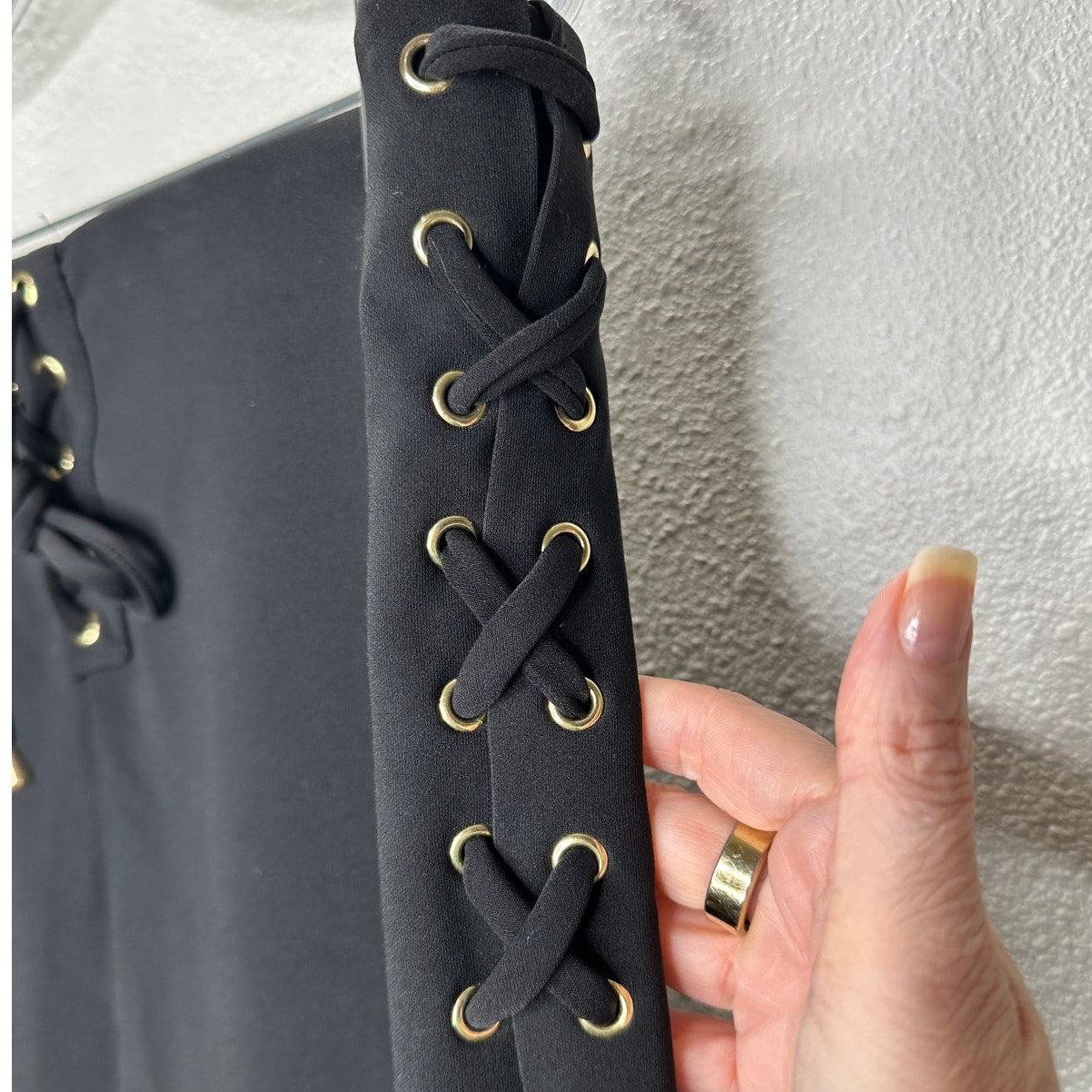 House of Harlow 1960 Black Pants Gold Grommet Side & Front Ties XL