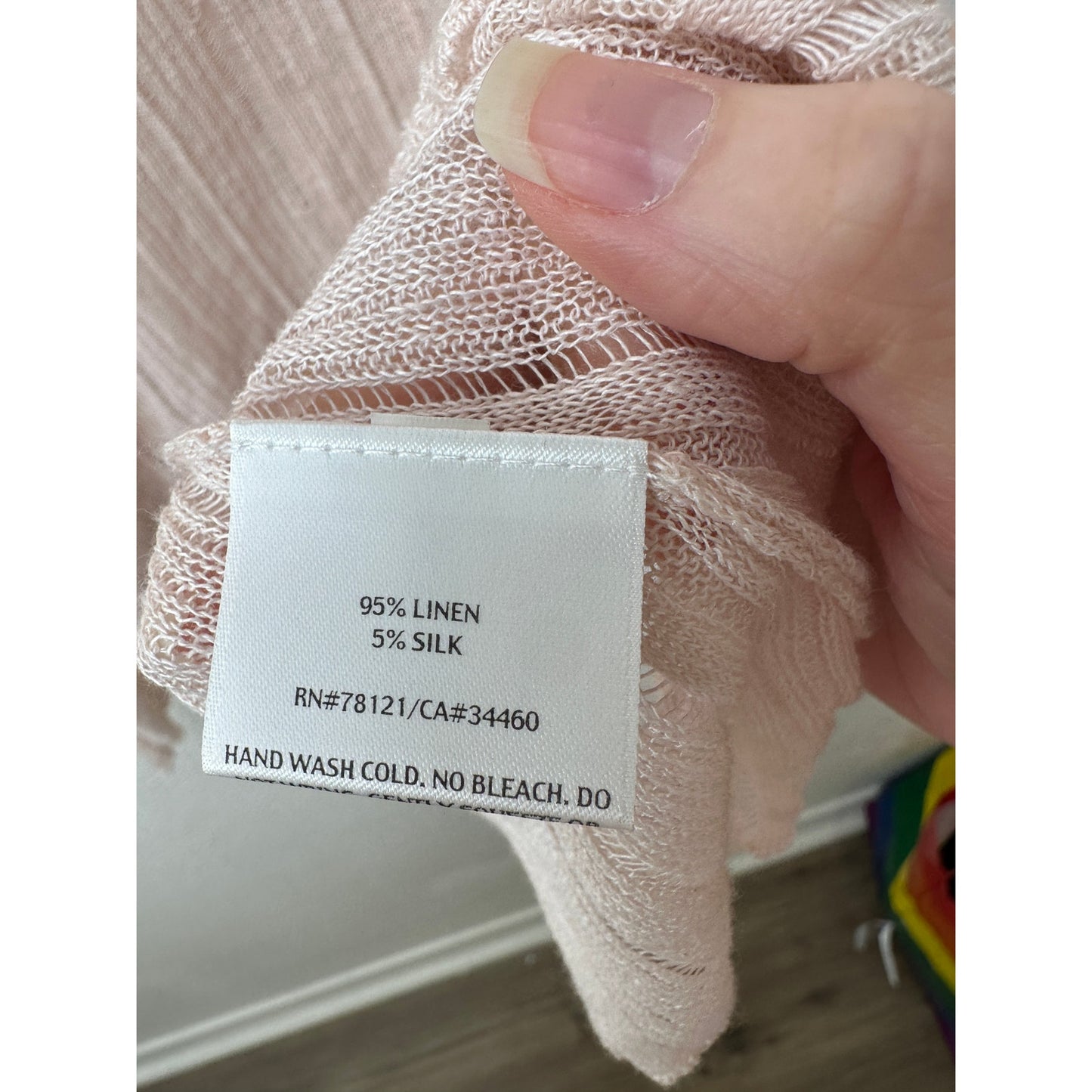 Eileen Fisher Pink Sheer Linen Silk High Low Tank Top L