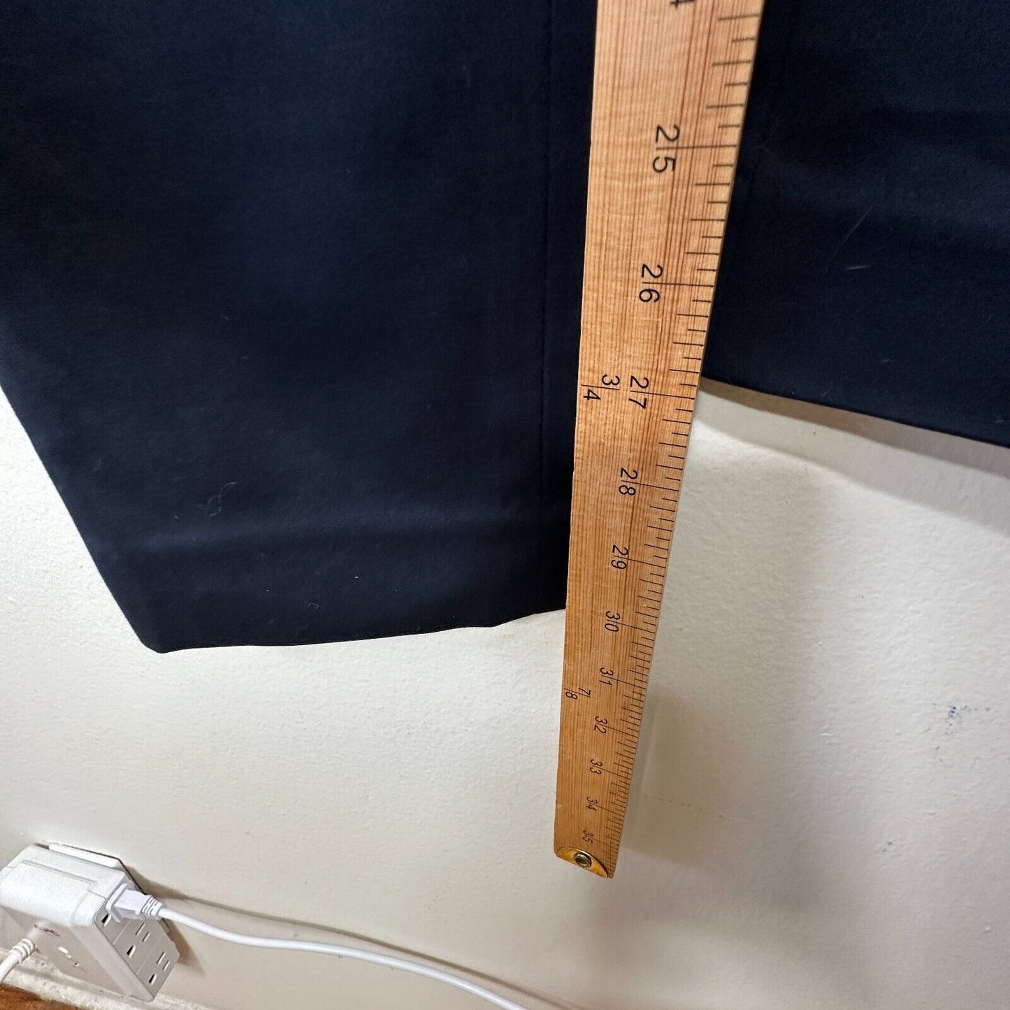 Club Monaco Navy Blue Straight Leg Leather-Lined Zip Pocket AnkleTrouser Pant 8