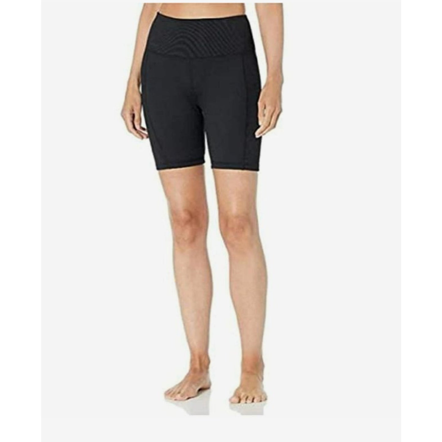 Danskin Black Bike Shorts Side Pockets High Rise Shaping Contour Seams