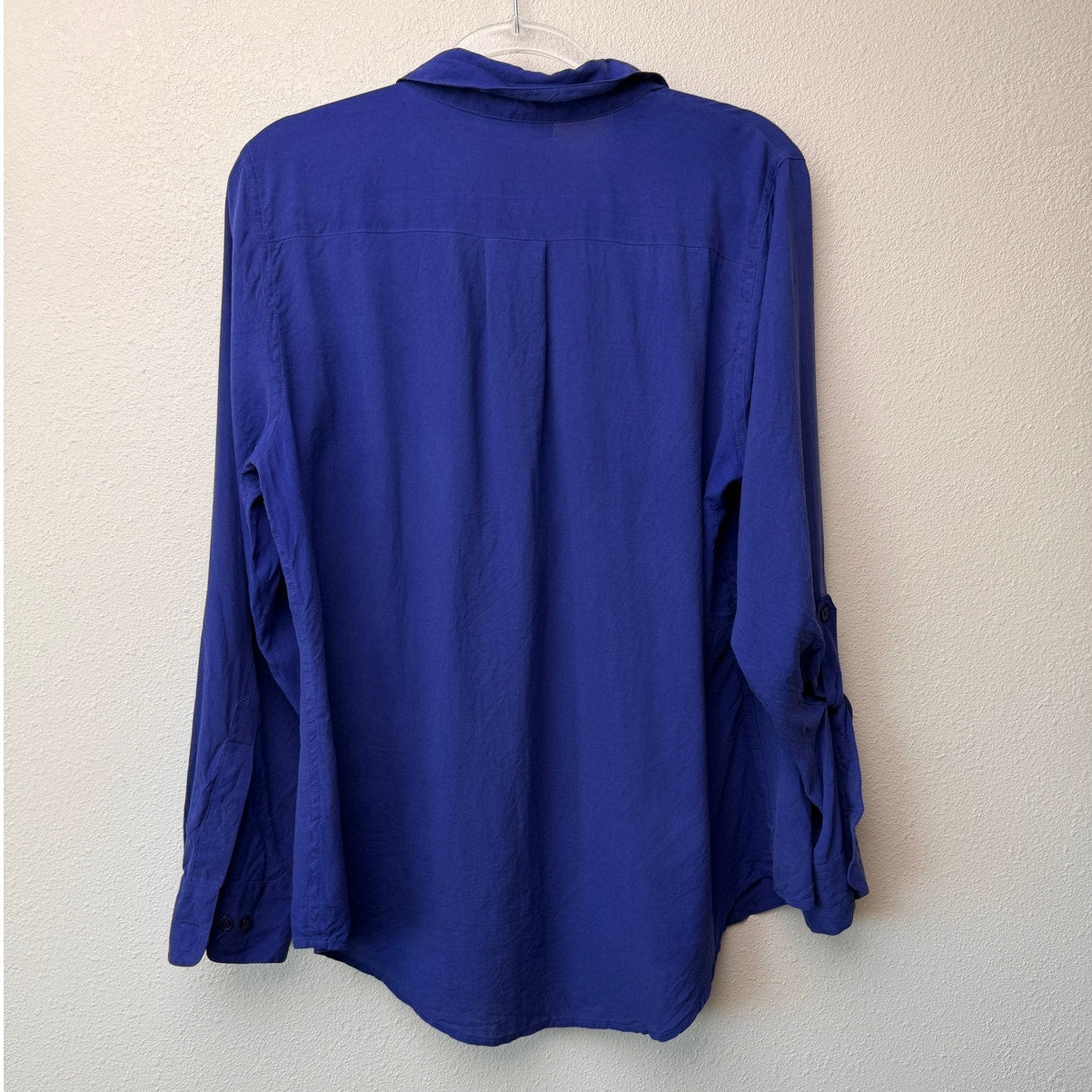 New Nexx York 100% Silk Periwinkle Button Front Blouse Womens L