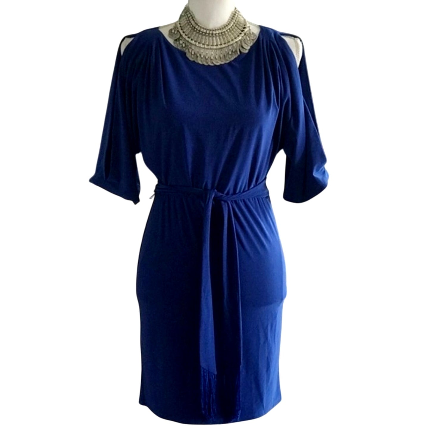 Jessica Simpson Royal Blue Split Sleeve Tie Sash Mini Cocktail Dress Small