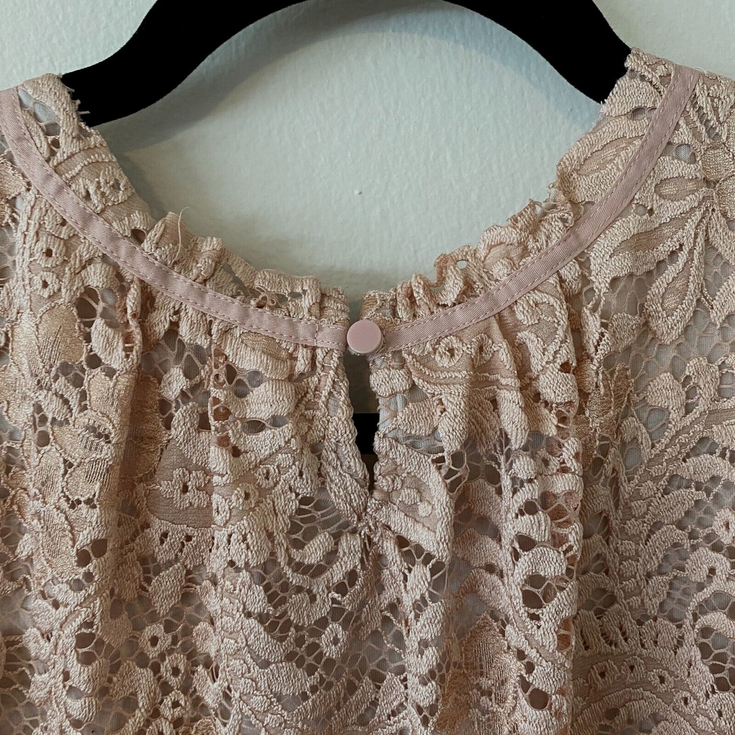 LOFT Flowy Dusty-Rose Floral Lace Lined Sleeveless Blouse Key Hole Back XSP