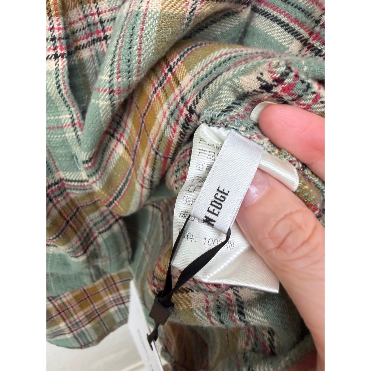 NWT Warden Edge Sage Plaid Oversized Shirt Women M