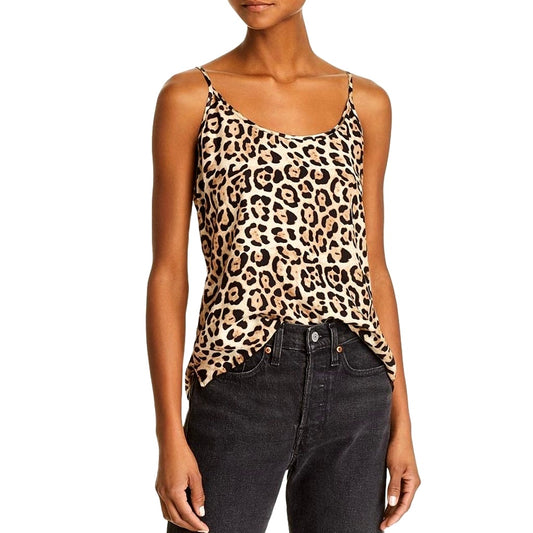 ATM Leopard Print Silk Charmeuse Spaghetti Strap Cami Top Small