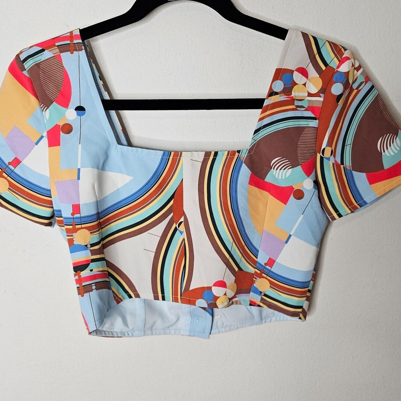 NWT Stefania Vaidani 60s Front Button Crop Top and Matching Button Mini Skirt SM