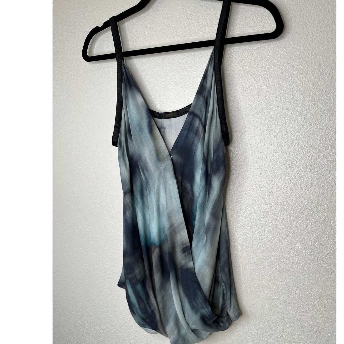 SW3 Teal Blue Multi Color Tie Dye Front Snap Faux Wrap Tank Top M