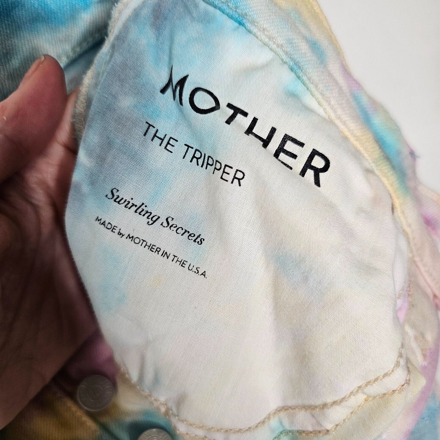 MOTHER The Tripper Swirling Secrets Pastel Tie-Dye Jeans Button Fly Front 25
