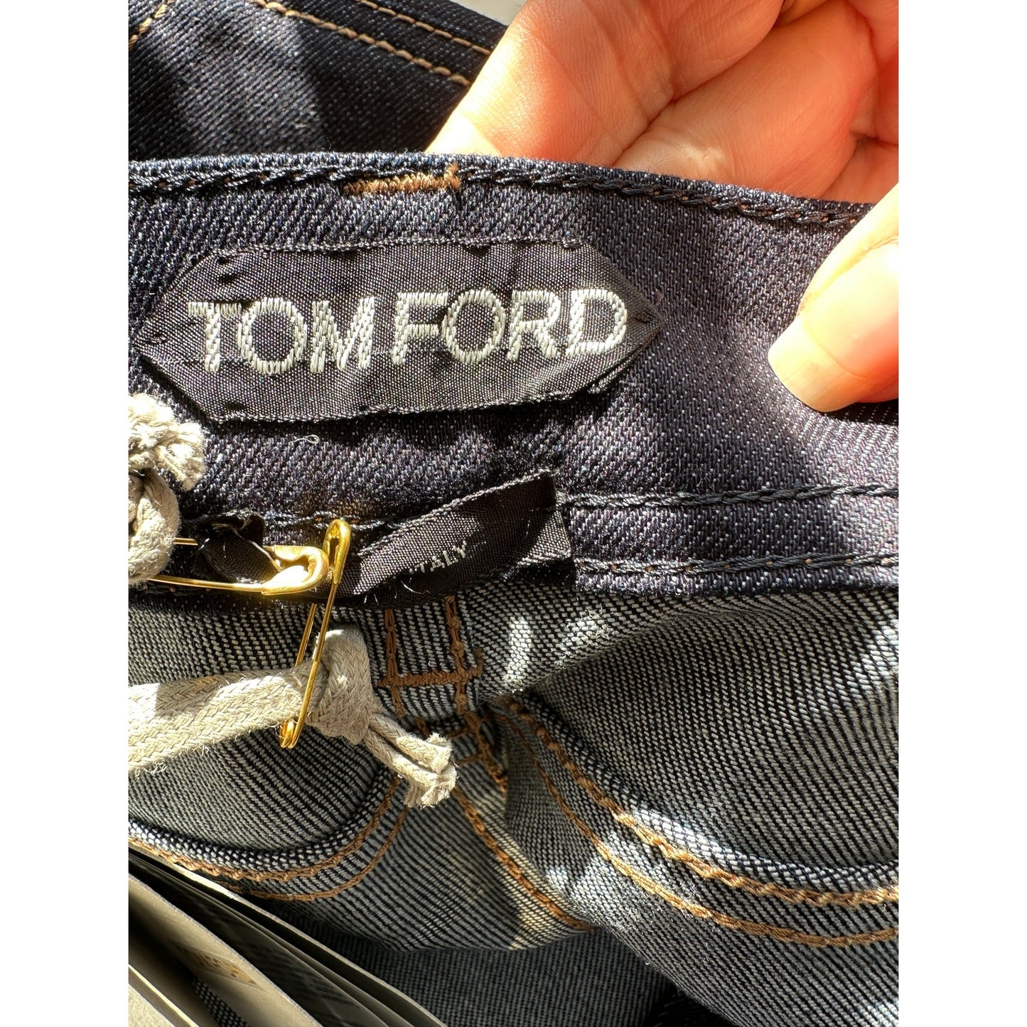 NWT Tom Ford Dark Indigo Skinny Jeans Women’s 29 Low Rise Gold Zip Ankles